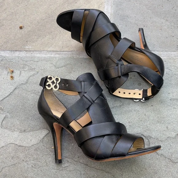 Coach MILA Black Leather Buckle Sandals Dress stiletto Size 6.5 - Picture 2 of 13